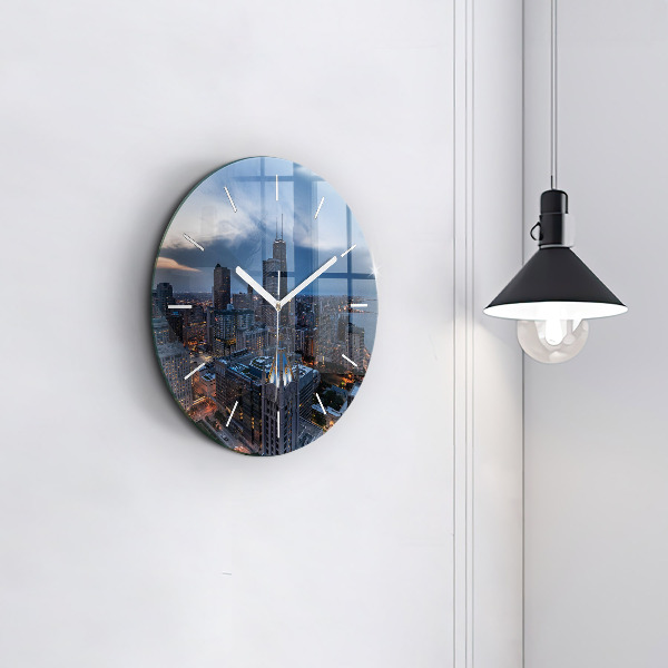 Round glass wall clock Photo of Chicago