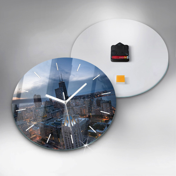 Round glass wall clock Photo of Chicago