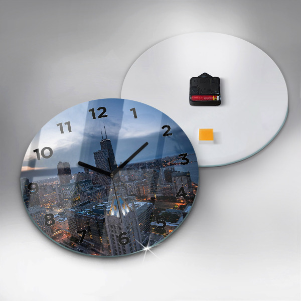 Round glass wall clock Photo of Chicago
