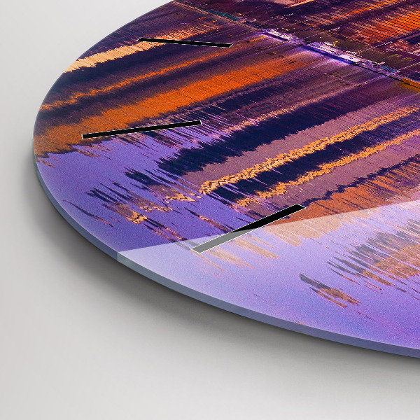 Round glass wall clock View of the skyscrapers of the USA