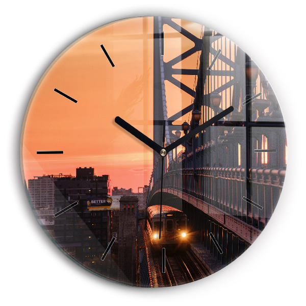 Round glass wall clock Benjamin Franklin Bridge