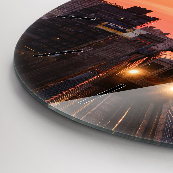 Round glass wall clock Benjamin Franklin Bridge