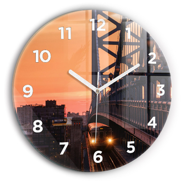 Round glass wall clock Benjamin Franklin Bridge