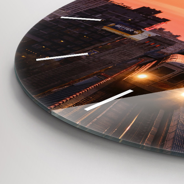 Round glass wall clock Benjamin Franklin Bridge