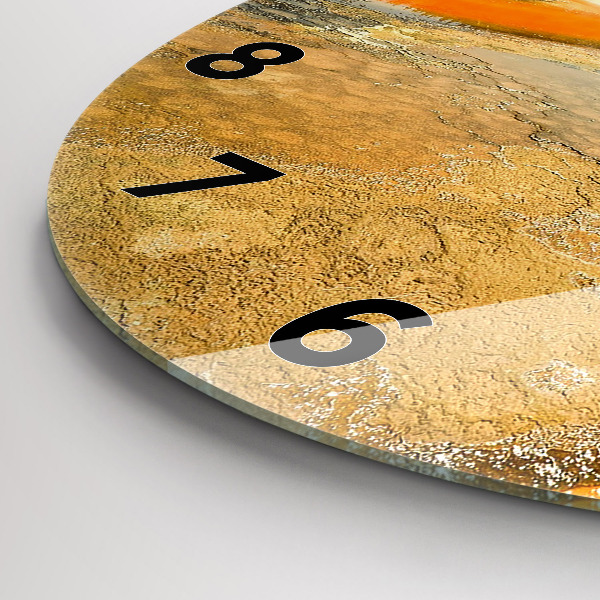 Round glass wall clock Lake with Mountains
