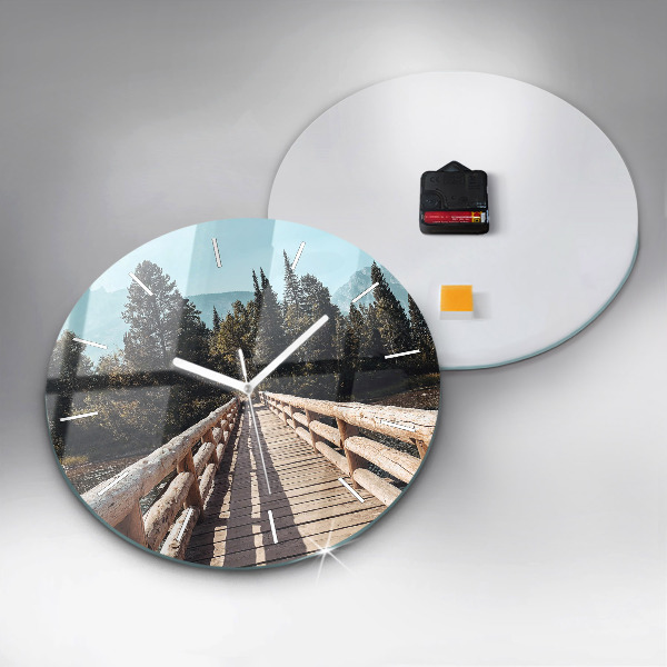 Round glass wall clock Mountains in Yellowstone