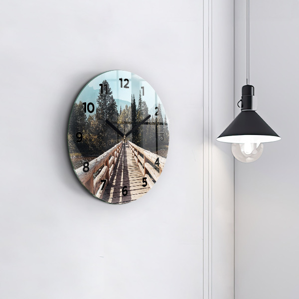 Round glass wall clock Mountains in Yellowstone