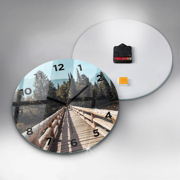 Round glass wall clock Mountains in Yellowstone