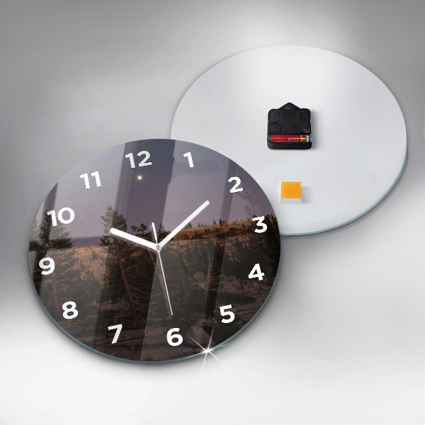 Round glass wall clock Rocky Yosemite Road