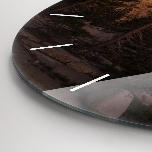 Round glass wall clock Rocky Yosemite Road