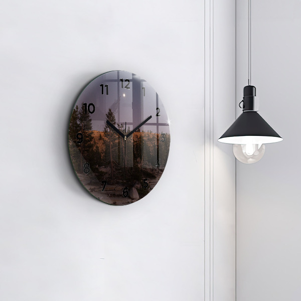 Round glass wall clock Rocky Yosemite Road