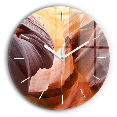 Round glass wall clock Antelope Canyon