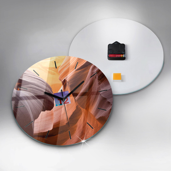 Round glass wall clock Antelope Canyon