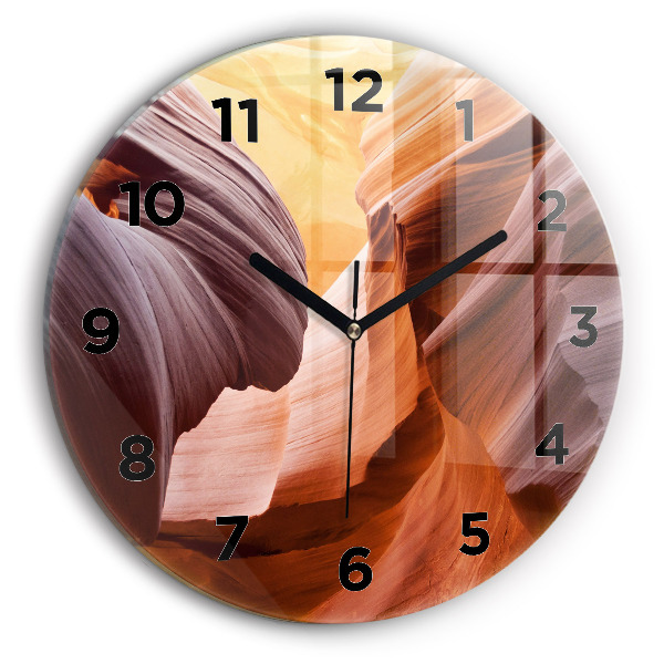 Round glass wall clock Antelope Canyon