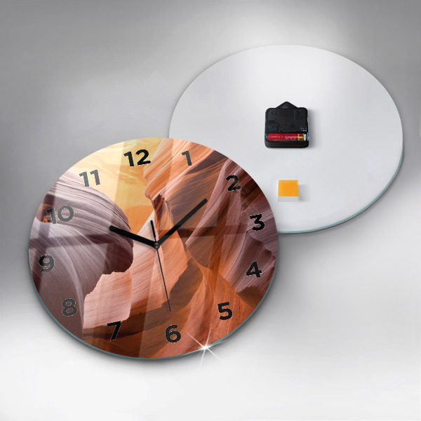 Round glass wall clock Antelope Canyon