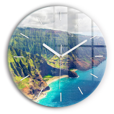 Round glass wall clock The Sea in Hawaii
