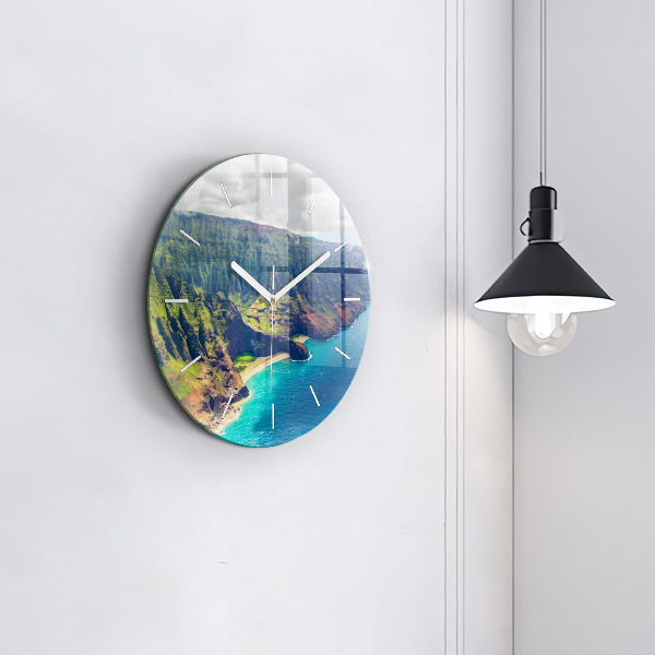 Round glass wall clock The Sea in Hawaii