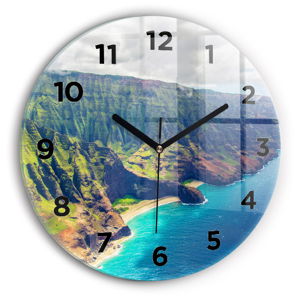 Round glass wall clock The Sea in Hawaii