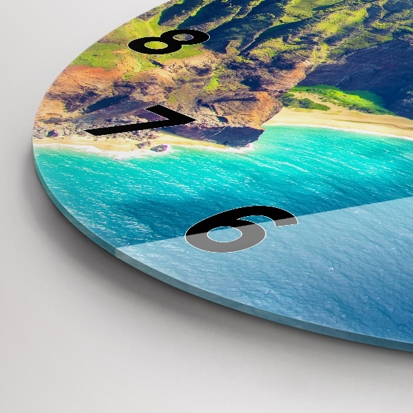 Round glass wall clock The Sea in Hawaii