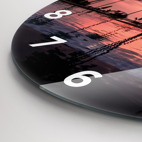 Round glass wall clock Palm trees in Hawaii