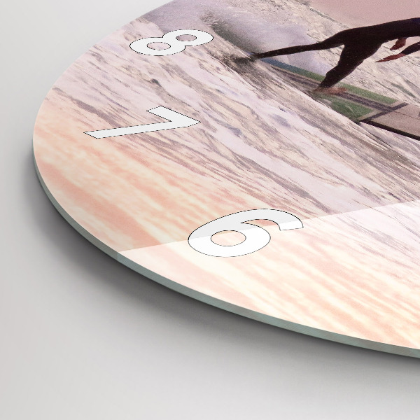 Round glass wall clock Surfer in Hawaii