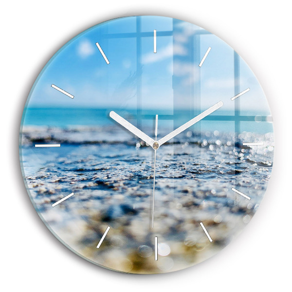 Round glass wall clock Water photography