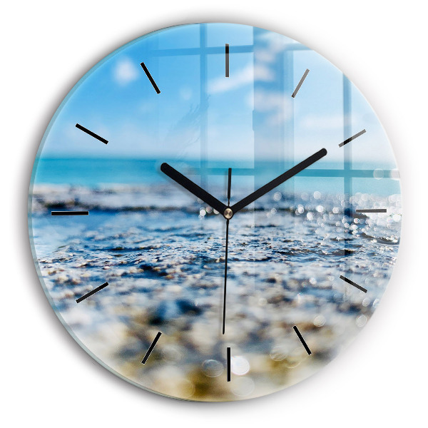 Round glass wall clock Water photography