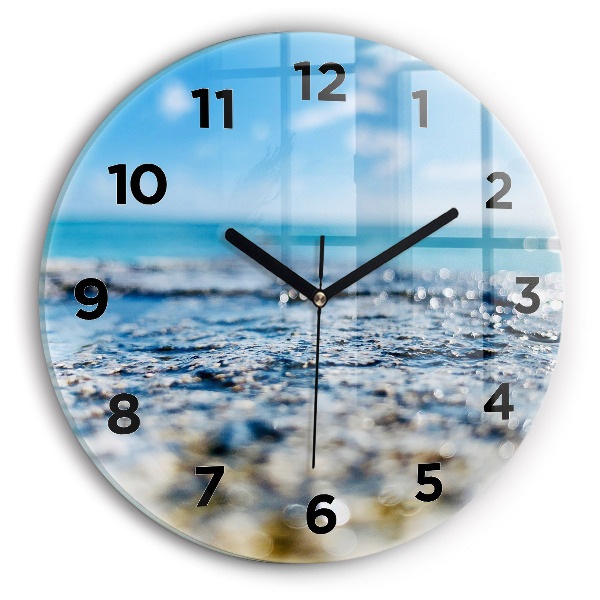 Round glass wall clock Water photography