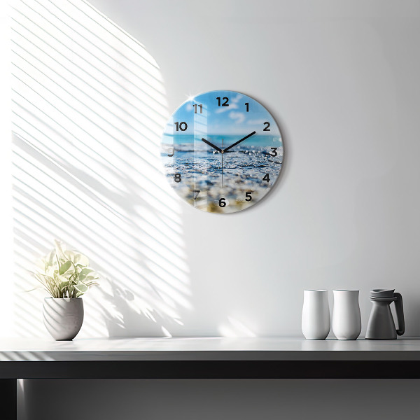 Round glass wall clock Water photography