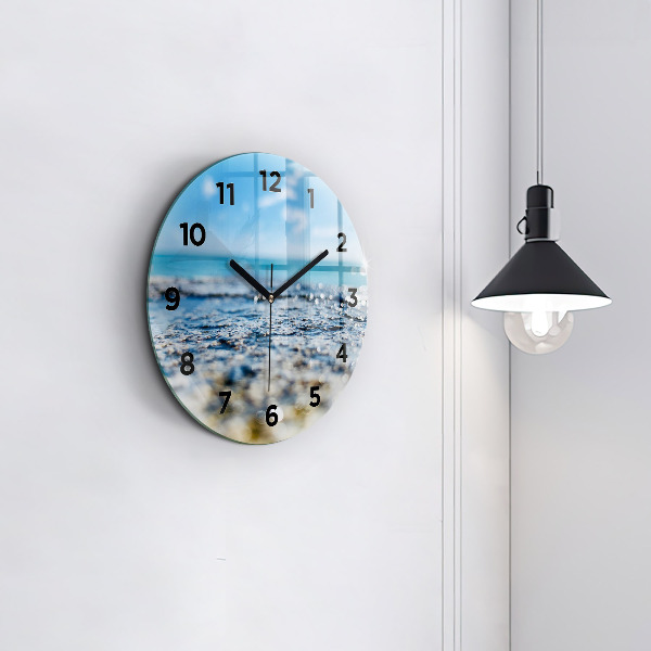 Round glass wall clock Water photography