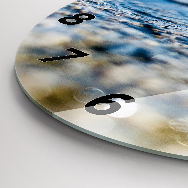 Round glass wall clock Water photography