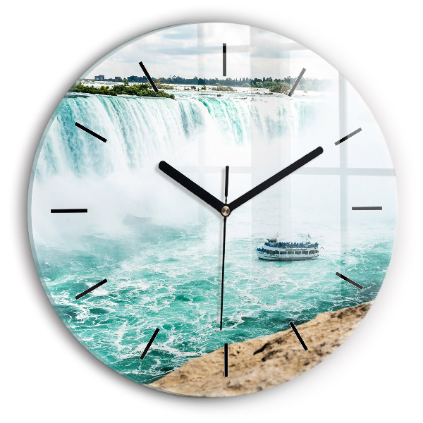 Round glass wall clock The Boat and Niagara
