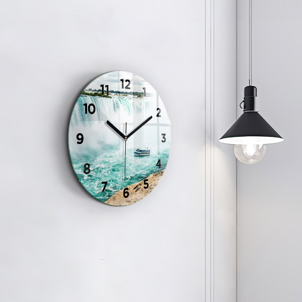 Round glass wall clock The Boat and Niagara