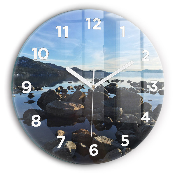 Round glass wall clock Sea view