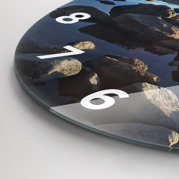 Round glass wall clock Sea view