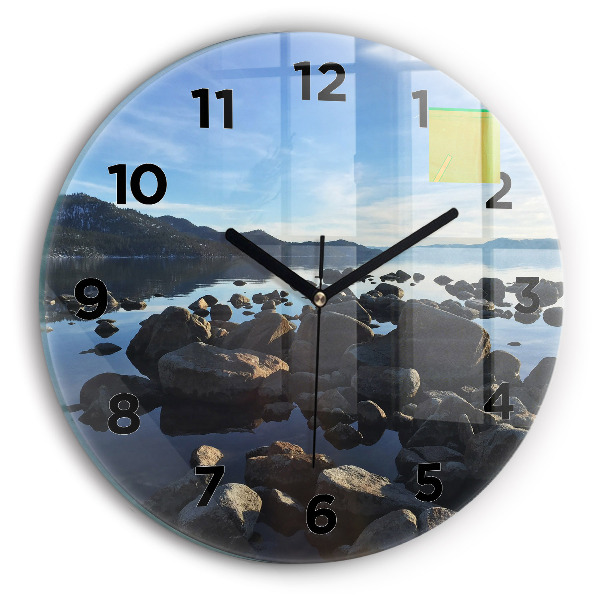 Round glass wall clock Sea view