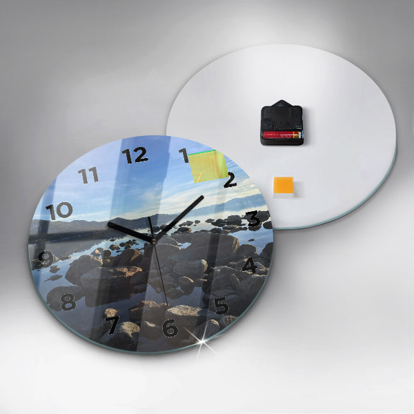 Round glass wall clock Sea view