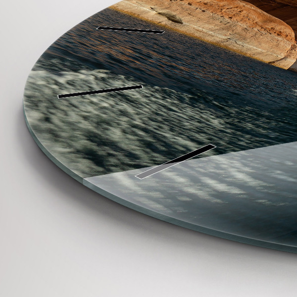 Round glass wall clock Person on water skis