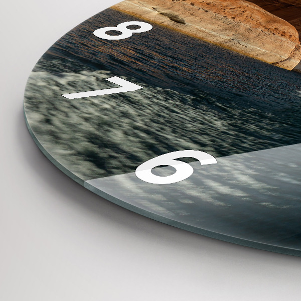 Round glass wall clock Person on water skis