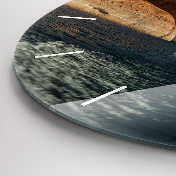 Round glass wall clock Person on water skis