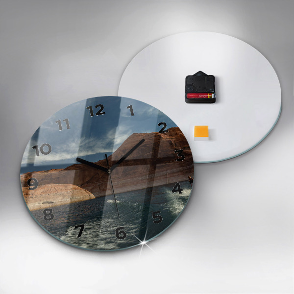 Round glass wall clock Person on water skis