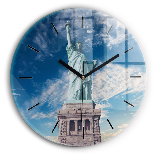 Round glass wall clock Statue of Liberty New York