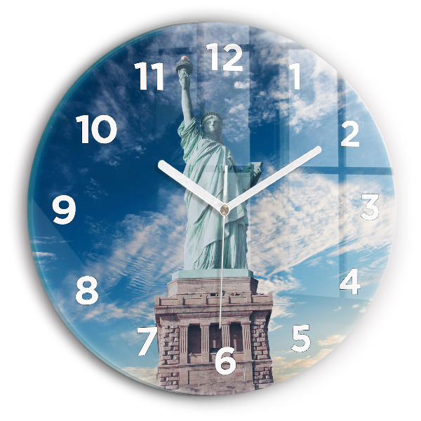 Round glass wall clock Statue of Liberty New York