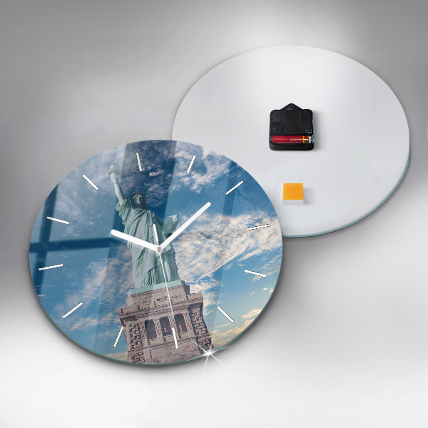 Round glass wall clock Statue of Liberty New York