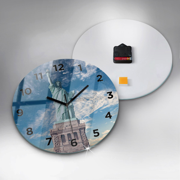 Round glass wall clock Statue of Liberty New York
