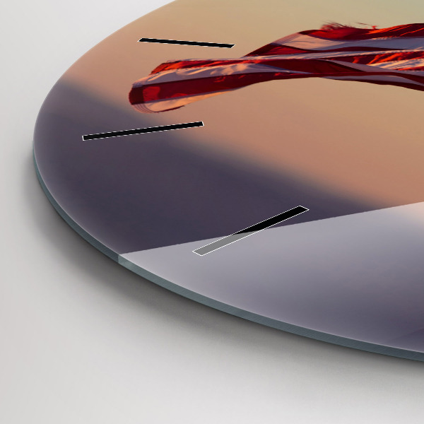 Round glass wall clock USA flag flying