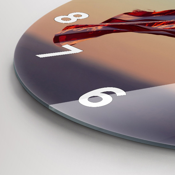 Round glass wall clock USA flag flying