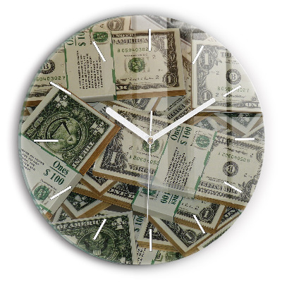 Round glass wall clock US dollars