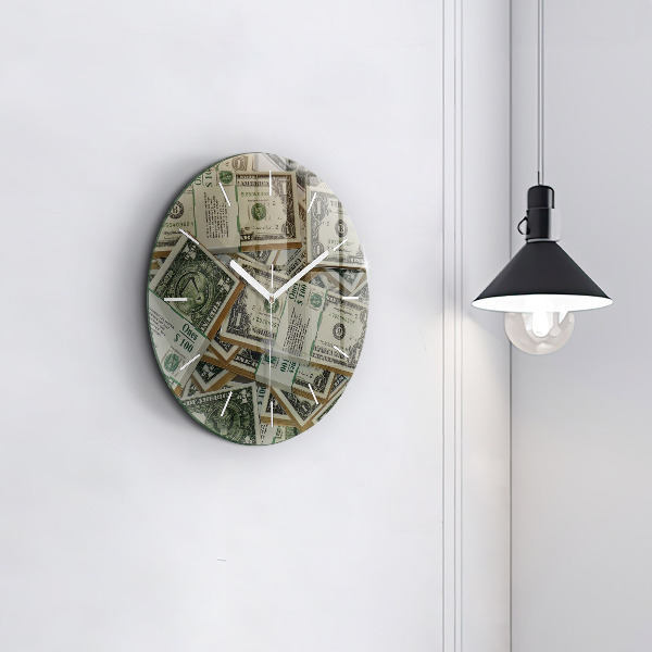 Round glass wall clock US dollars
