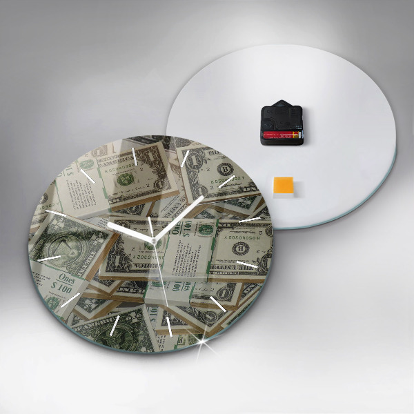 Round glass wall clock US dollars